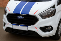 Ford Custom 2013–2022 Kromilistat puskurin säleikköön 2018+ (4 kpl, ruostumaton teräs) OmsaLine – italialainen ruostumaton teräs kuva 1