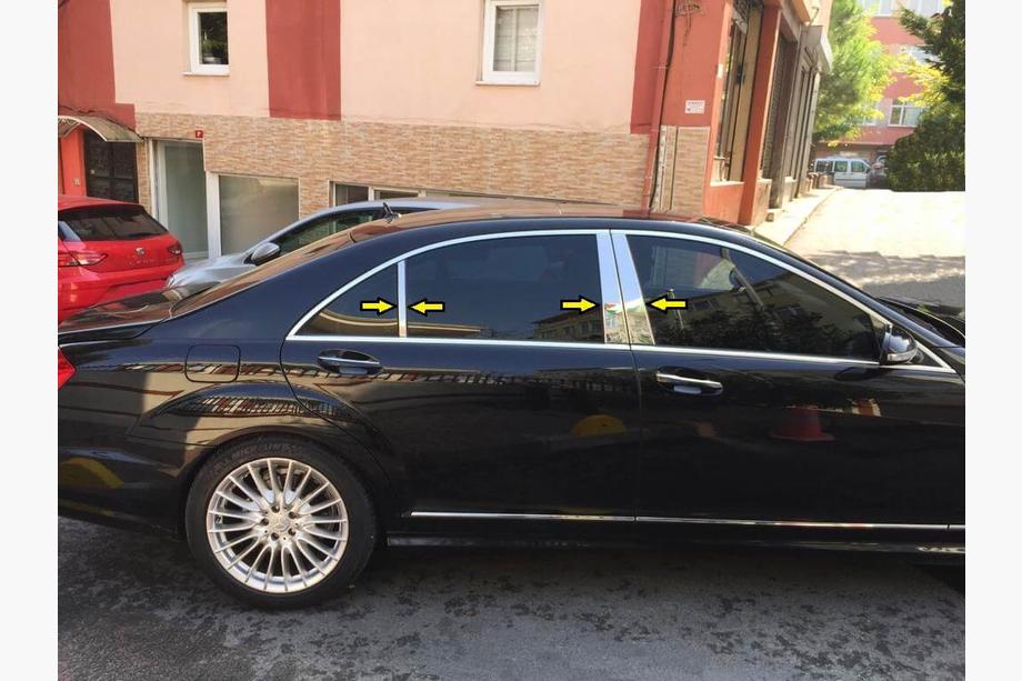 Mercedes S-class W221 2005–2013 Pilarilistat (6 kpl, ruostumaton teräs) Image