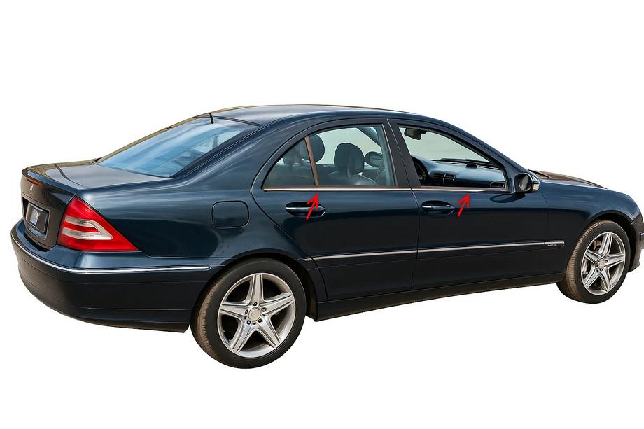 Mercedes C-class W203 2000–2007 Ikkunalistat (ruostumaton teräs) 4 kpl, Sedan, OmsaLine – italialaista ruostumatonta terästä Image